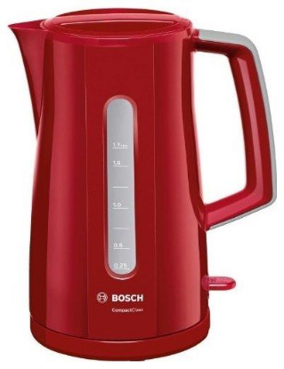 Изображение Электрический чайник Bosch TWK 3A014 [ПИ] (2400 Вт/1,7 л /пластик/красный)