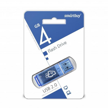 Изображение USB flash SmartBuy Glossy,(USB 2.0/4 Гб)-синий (SB4GBGS-B)