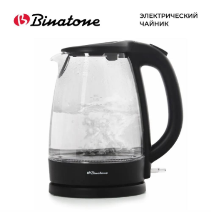 Изображение Электрический чайник Binatone EKG 175 (2200 Вт/1,7 л /стекло, пластик/черный)