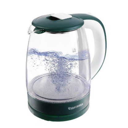 Изображение Электрический чайник Чудесница ЭЧ-2040 (1500 Вт/2 л /стекло, пластик/зеленый)