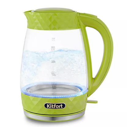Изображение Электрический чайник Kitfort KT-6123-2 (2200 Вт/2 л /стекло, пластик/прозрачный, салатовый)