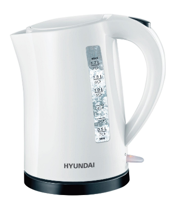 Изображение Электрический чайник Hyundai HYK-P1409 (2200 Вт/1,7 л /пластик/белый, черный)