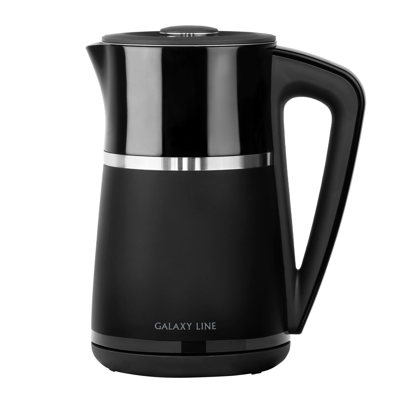 Изображение Электрический чайник Galaxy GL0338 (2200 Вт/1,7 л /пластик, нержавеющая сталь/черный)