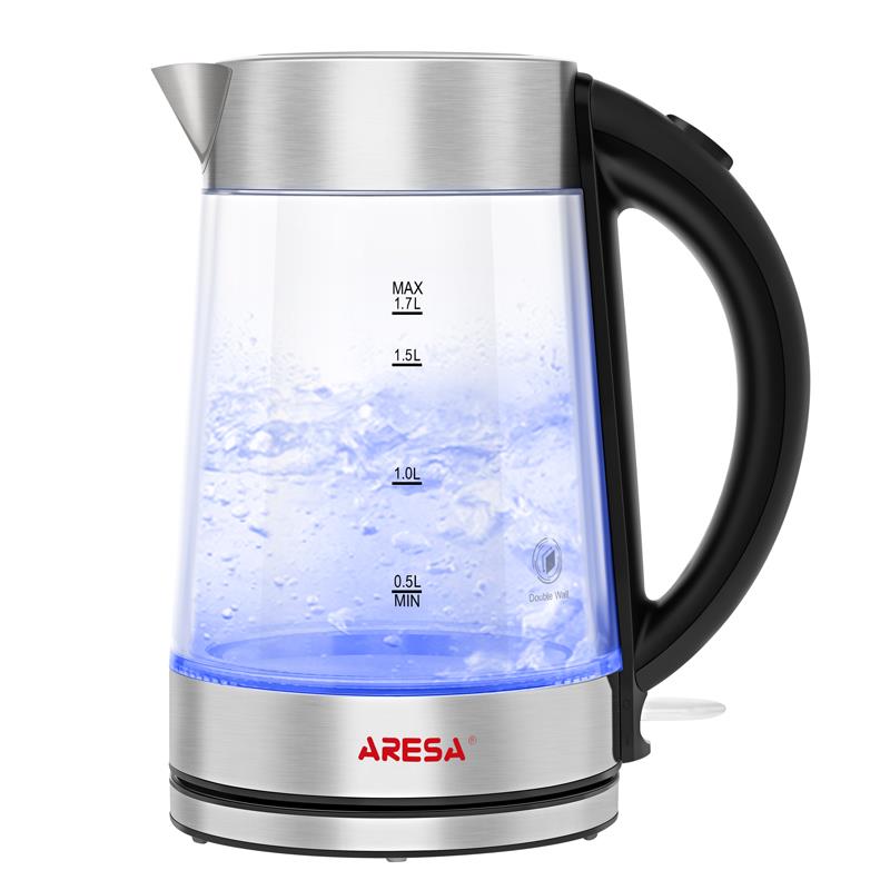 Изображение Электрический чайник Aresa AR-3472 (2200 Вт/1,7 л /стекло, пластик/серебристый)