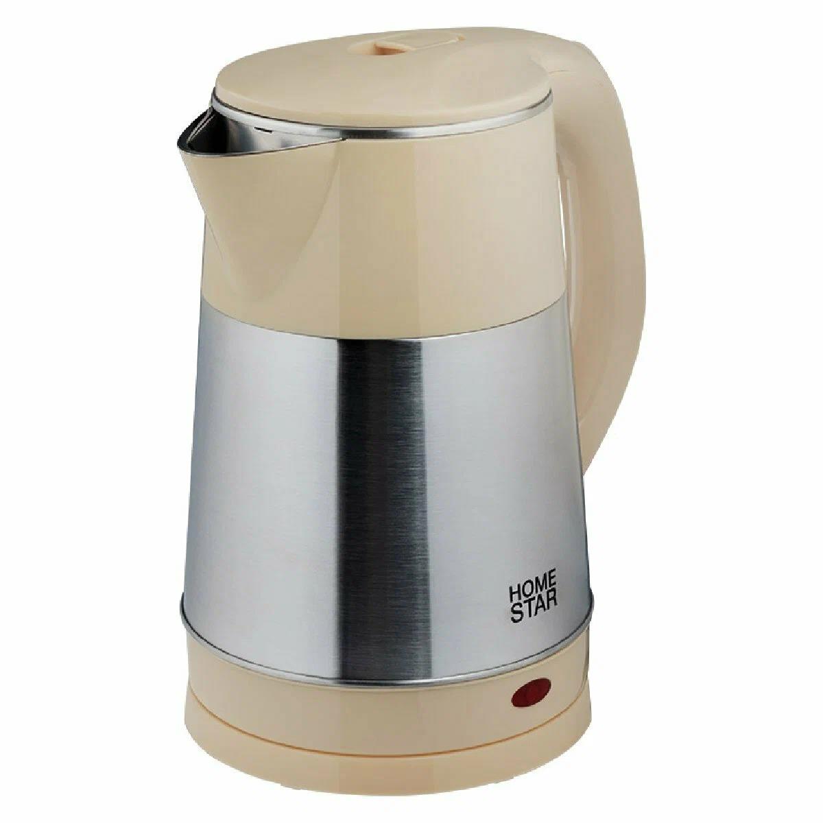Изображение Электрический чайник HOMESTAR HS-1055 (1500 Вт/2,3 л /нержавеющая сталь/бежевый, серебристый)