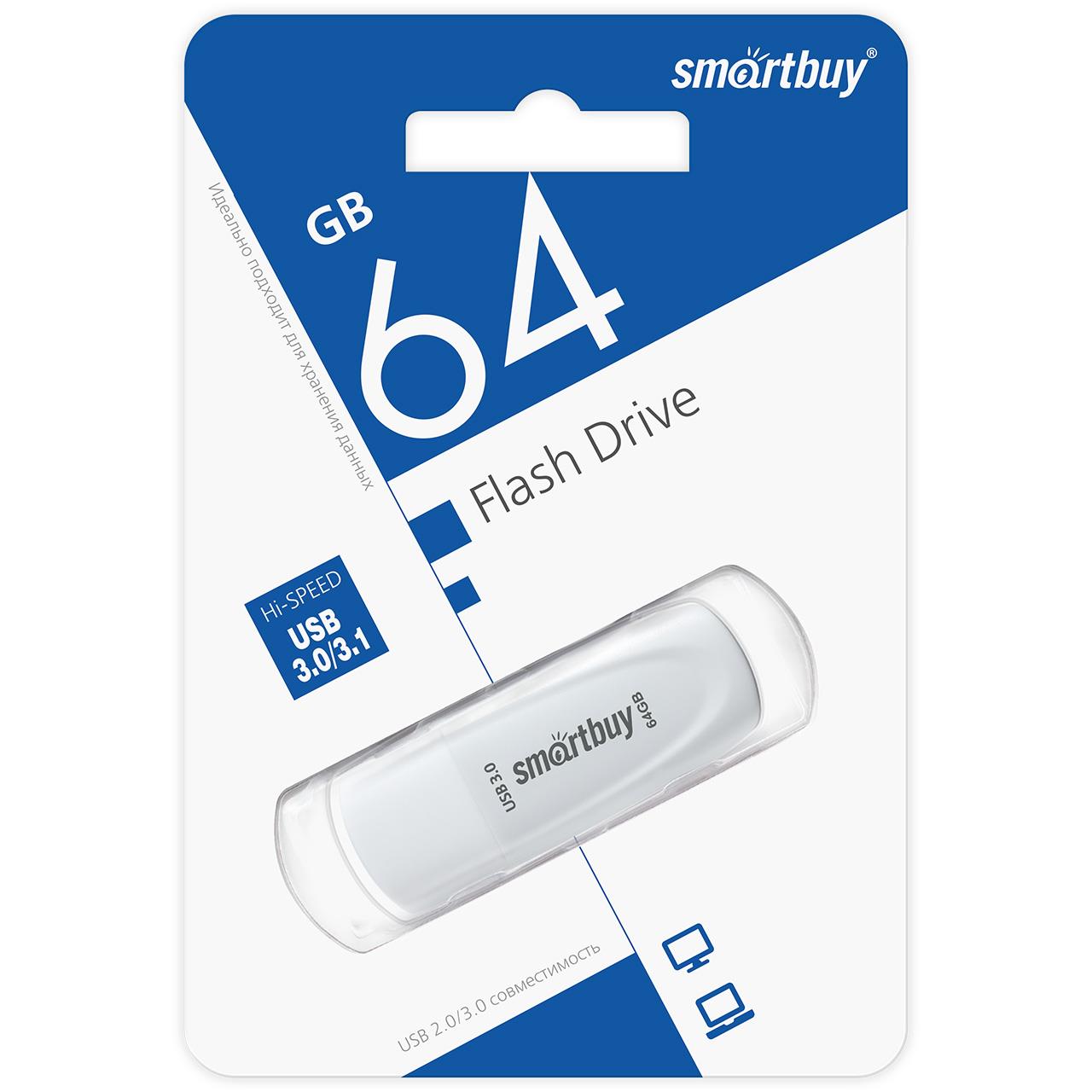 Изображение USB flash SmartBuy Scout,(USB 3.0/64 Гб)-белый (SB064GB3SCW)