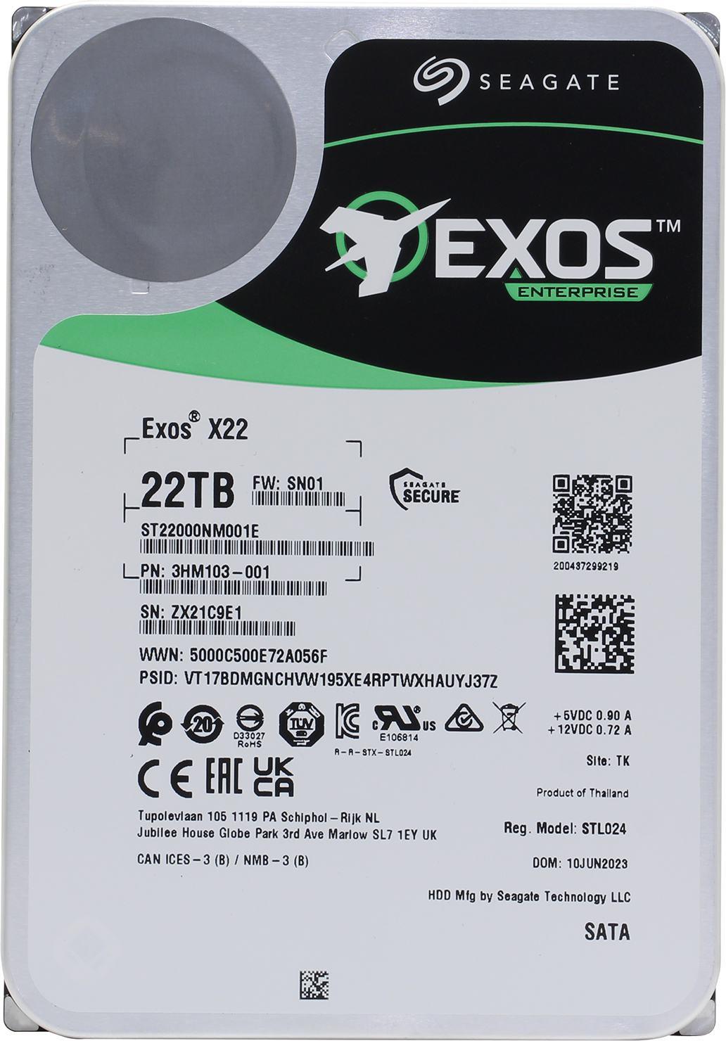 Изображение Жесткий диск 3.5" 22000 Seagate Exos X22, 7200 rpm, 512 МБ