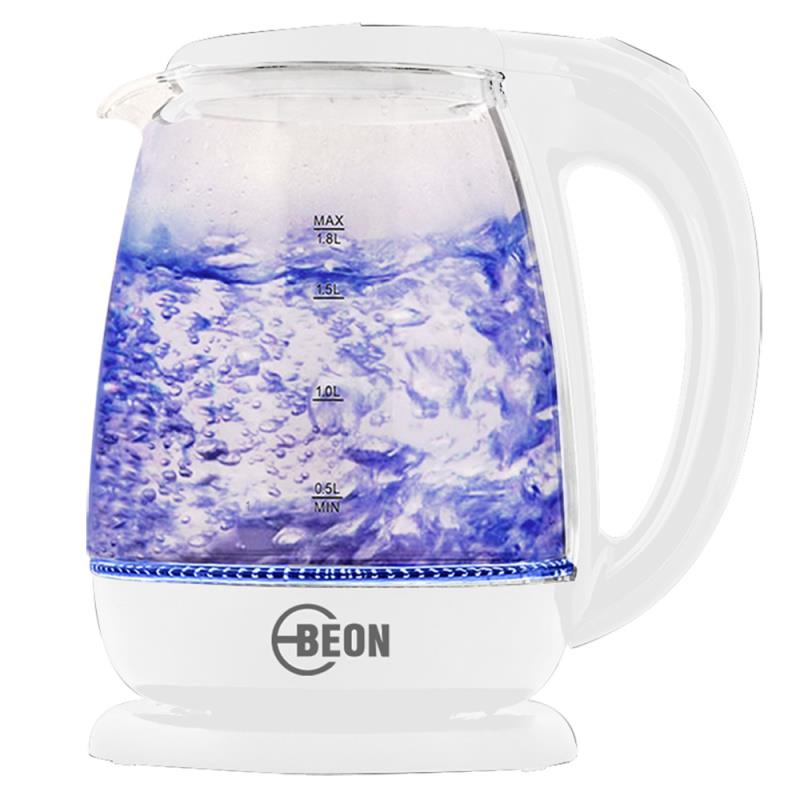 Изображение Электрический чайник Beon BN-3045 (2200 Вт/1,8 л /стекло, пластик/белый)