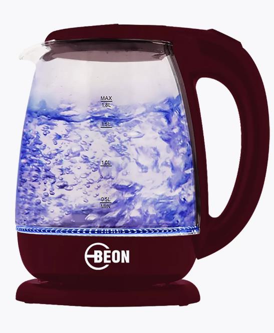 Изображение Электрический чайник Beon BN-3046 (2200 Вт/1,8 л /стекло, пластик/бордовый)
