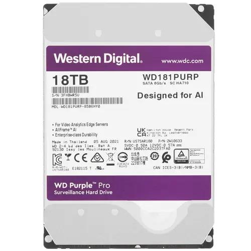 Изображение Жесткий диск 3.5" 18000 Гб Western Digital Purple Pro, 7200 rpm, 512 МБ