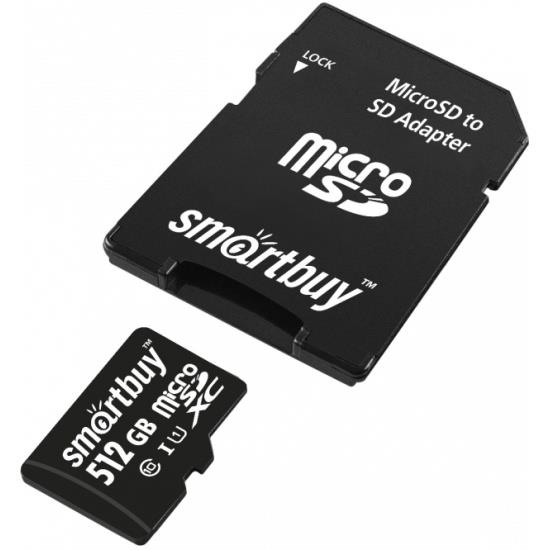 Изображение Карта памяти SmartBuy MicroSDXC Class 10 512 Гб адаптер на SD SB512GBSDCL10-01