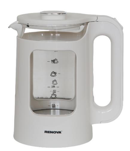 Изображение Электрический чайник Renova KT17G-11W (2200 Вт/1,7 л /стекло, пластик/белый)