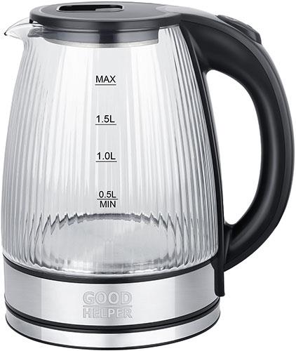 Изображение Электрический чайник Goodhelper KG-20B21 (1800 Вт/2 л /стекло, металл, пластик/прозрачный, черный)