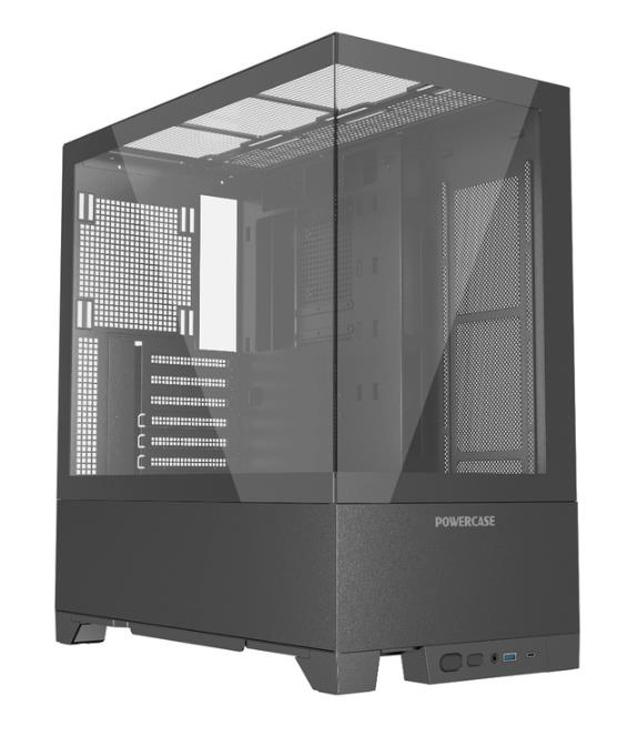 Изображение Корпус PowerCase Vision Black V2 (mATX, ATX, Mini-ITX, черный, без БП)/(CVBAV2-L0)