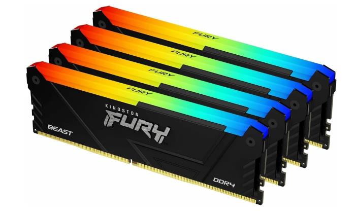 Изображение Оперативная память 4х8 GB DDR4 Kingston Fury Beast Black RGB (25600 МБ/с, 3200 МГц, CL16)