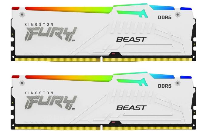 Изображение Оперативная память 2x16 GB DDR5 Kingston Fury Beast White RGB (44800 Мб/с, 5600 МГц, CL40)