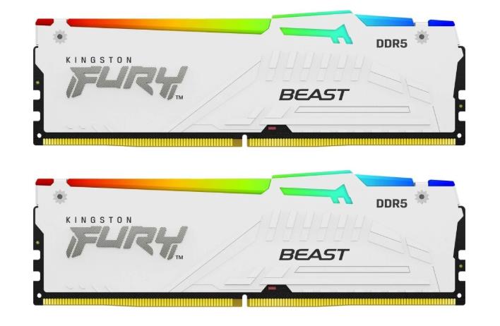 Изображение Оперативная память 2x16 GB DDR5 Kingston Fury Beast White RGB (41600 Мб/с, 5200 МГц, CL40)