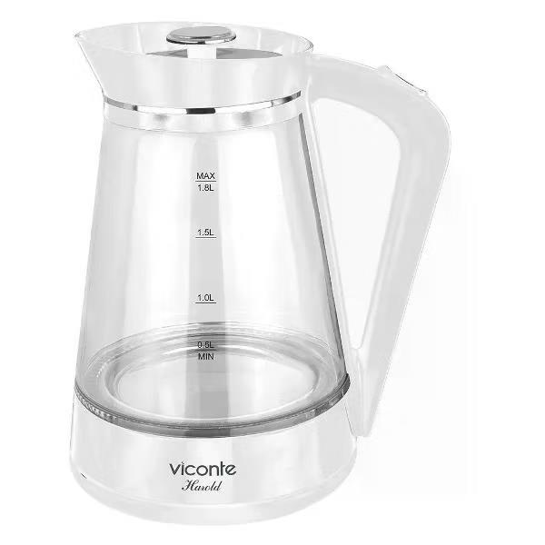 Изображение Электрический чайник Viconte VC-3339 (2200 Вт/1,8 л /стекло, пластик/прозрачный, белый)