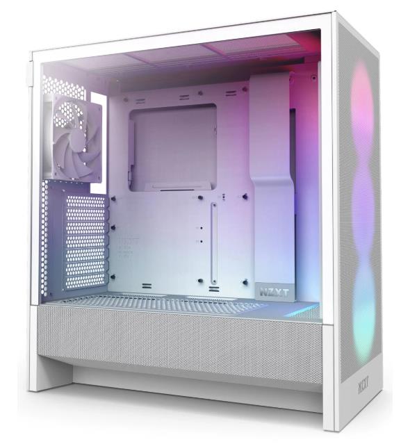 Изображение Корпус NZXT H5 Flow RGB White (mATX, ATX, Mini-ITX, EATX, белый, без БП)/(CC-H52FW-R1)