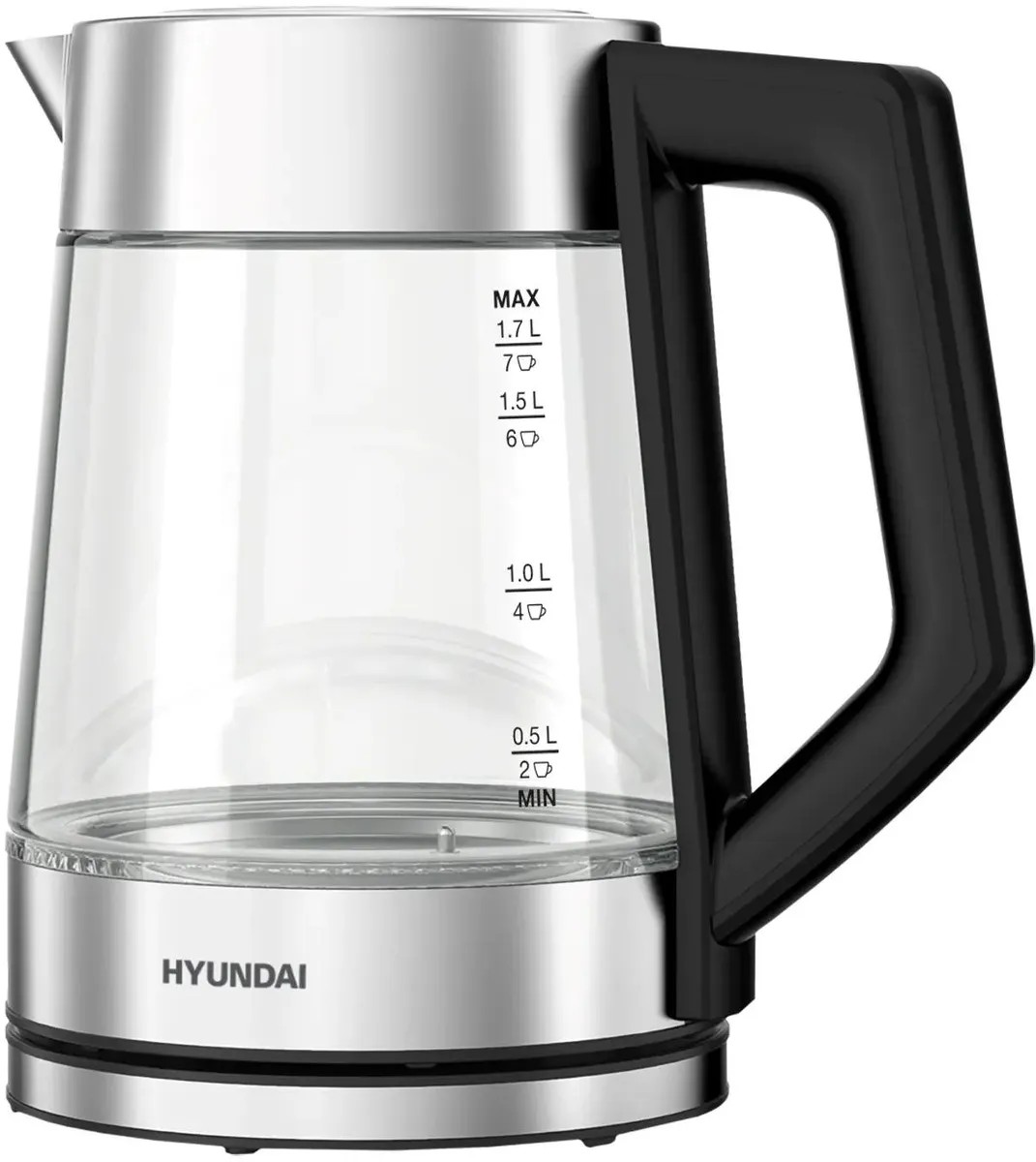 Изображение Электрический чайник Hyundai HYK-G4402 (2200 Вт/1,7 л /стекло/серебристый)