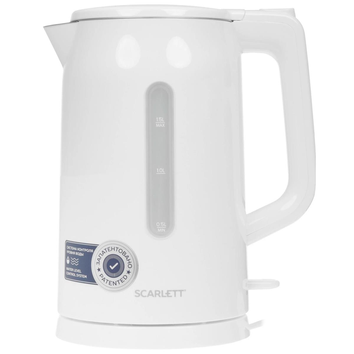 Изображение Электрический чайник Scarlett SC-EK21S31 (2200 Вт/1,5 л /металл, пластик/белый)