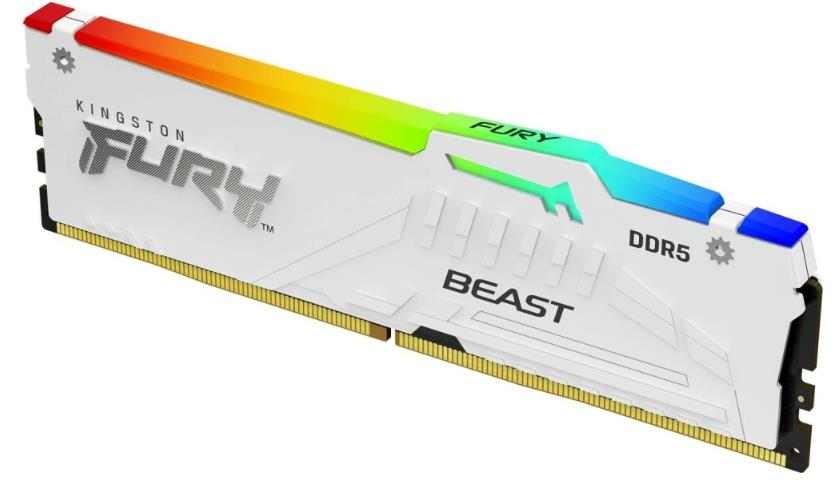 Изображение Оперативная память 1x32 GB DDR5 Kingston Fury Beast White RGB (41600 Мб/с, 5200 МГц, CL40)
