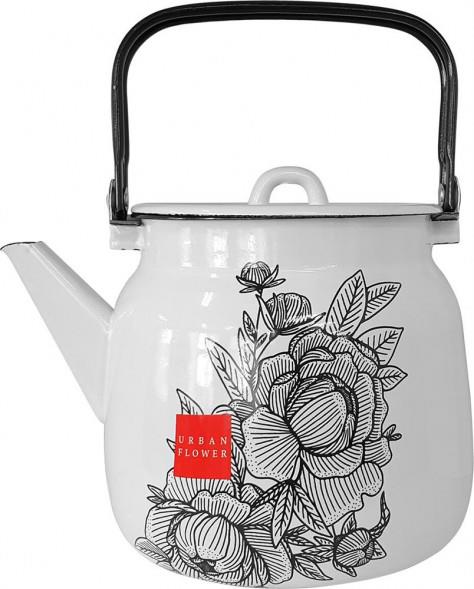 Изображение Чайник ЛЫСЬВА 2713/4 Urban flower эмал  (3,5, л л /рисунок, белый)