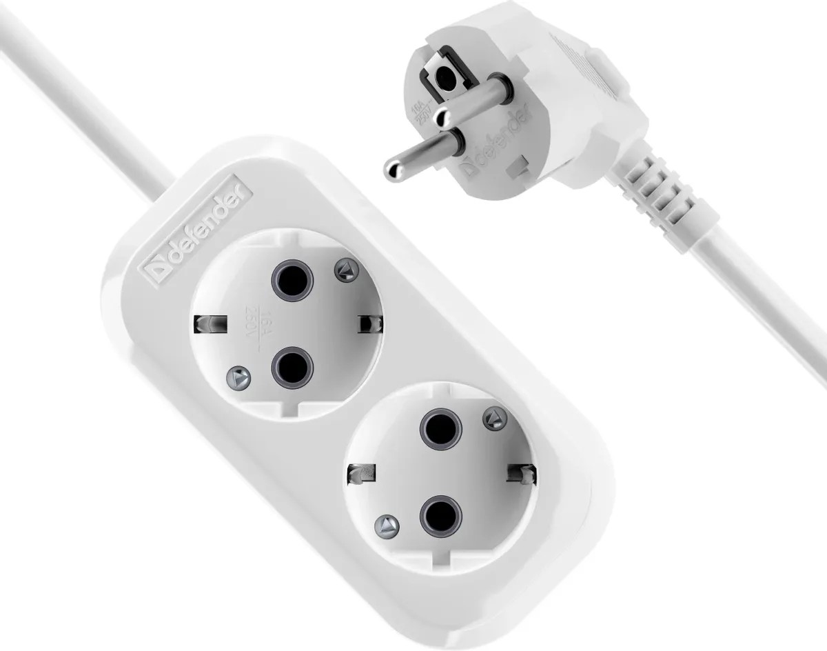 Изображение Сетевой фильтр Defender R320 2 м, белый