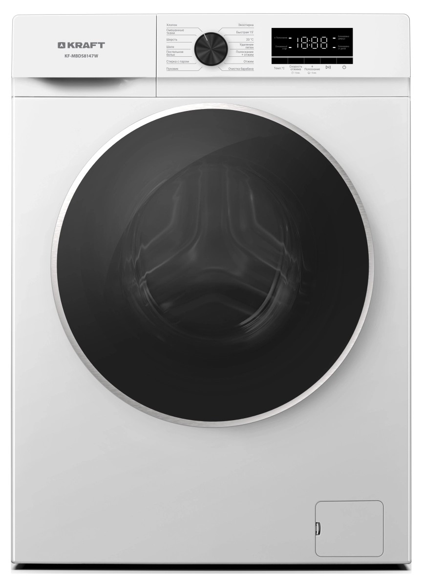 Изображение Стиральная машина Kraft KF-MBDS8147W, белый (фронтальная, 8 кг, 1400 об/мин )
