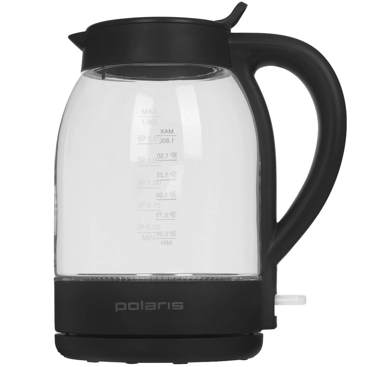 Изображение Электрический чайник Polaris PWK-1797-СGL (2200 Вт/1,8 л /стекло, металл/прозрачный, черный)
