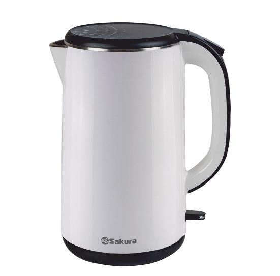 Изображение Электрический чайник Sakura SA-2181W (18 Вт/1,8 л /пластик, нержавеющая сталь/белый, черный)