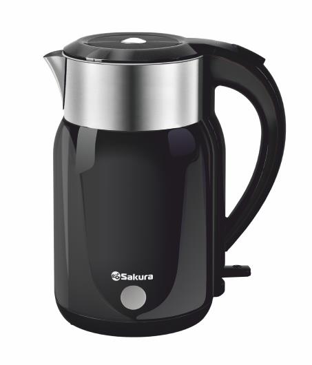 Изображение Электрический чайник Sakura SA-2182BK (1800 Вт/1,8 л /пластик, нержавеющая сталь/черный)