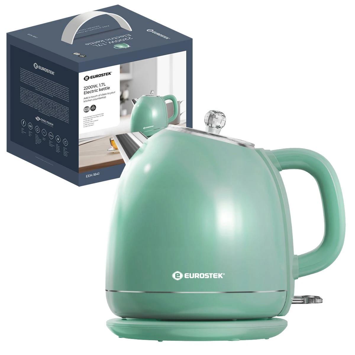 Изображение Электрический чайник Eurostek EEK-1841 (2200 Вт/1,7 л /пластик, нержавеющая сталь/зеленый)