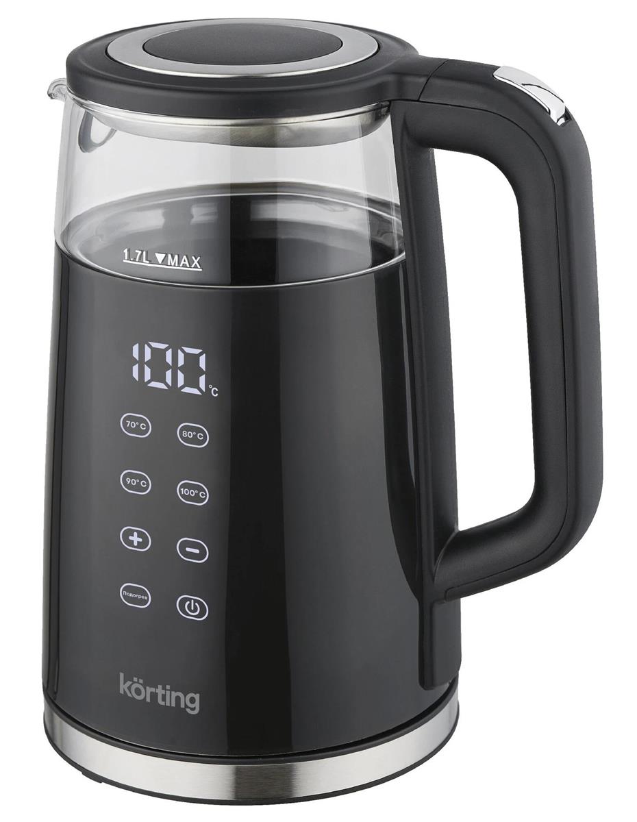 Изображение Электрический чайник Korting KWK 0907 G (2200 Вт/1,7 л /стекло, пластик/прозрачный, черный)