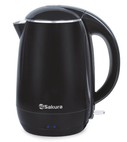 Изображение Электрический чайник Sakura SA-2157BK (2000 Вт/1,8 л /пластик, нержавеющая сталь/черный)