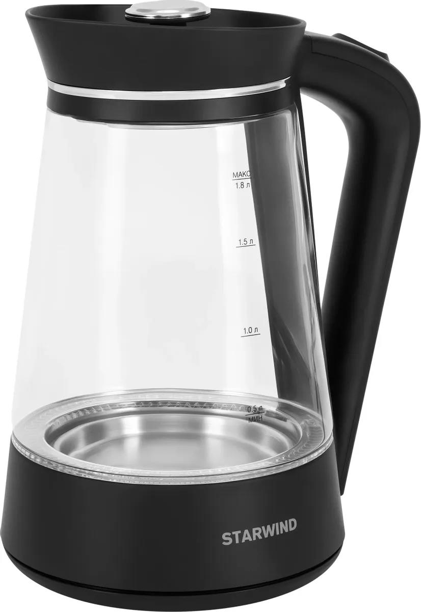 Изображение Электрический чайник STARWIND SKG2116  (1700 Вт/1,8 л /стекло/прозрачный, черный)