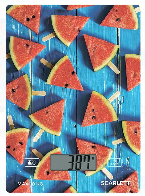 Изображение Весы кухонные Scarlett SC-KS57P78 макс.вес:10кг арбуз (рисунок, красный)