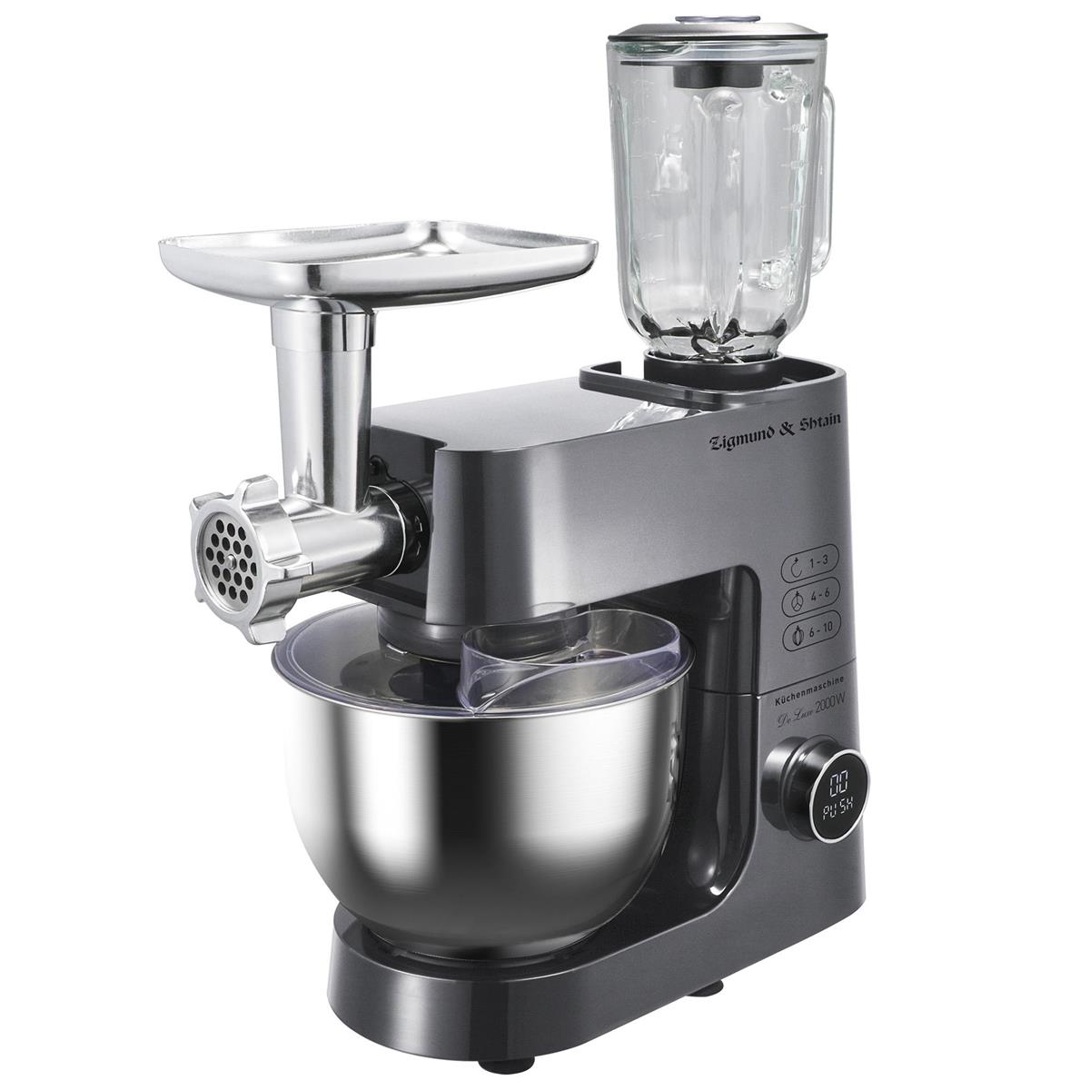 Изображение Кухонный комбайн Zigmund & Shtain ZKM-984 (7 л /2000 Вт /серебристый)