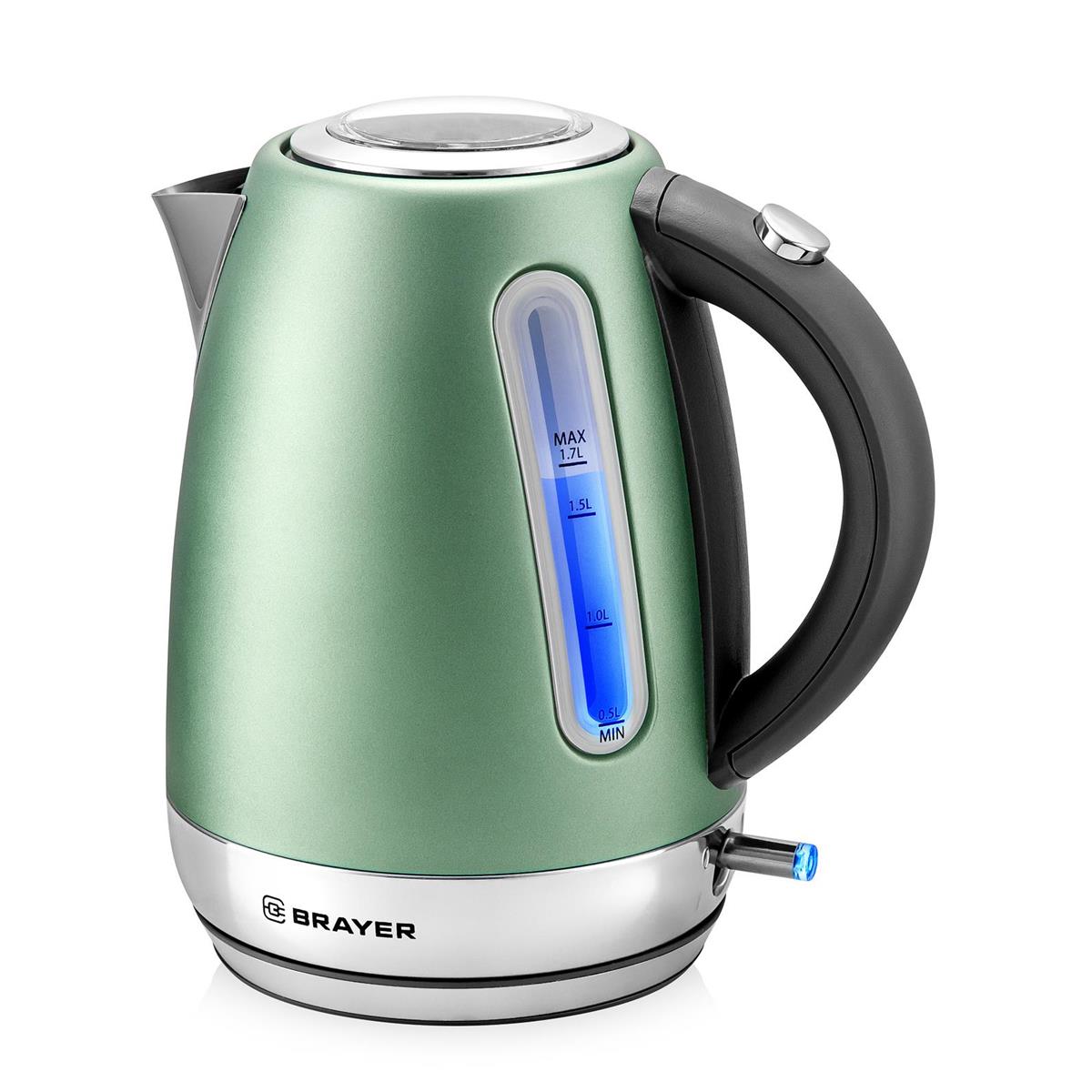 Изображение Электрический чайник Brayer BR6111 (2200 Вт/1,7 л /нержавеющая сталь/зеленый)