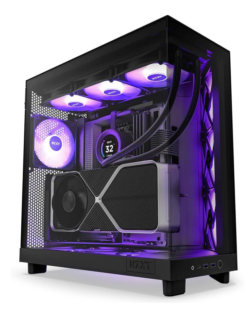 Изображение Корпус NZXT H6 Flow RGB Black (mATX, ATX, Mini-ITX, черный, без БП)/(CC-H61FB-R1)