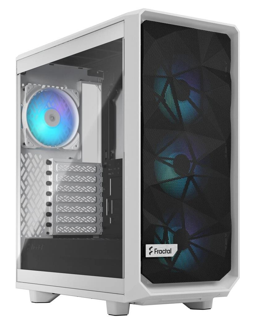 Изображение Корпус Fractal Design Meshify 2 Compact RGB White TG Clear Tint (mATX, ATX, Mini-ITX, белый, без БП)/(FD-C-MES2C-08)