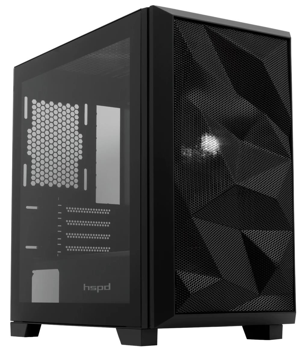 Изображение Корпус HSPD M340-TGBK Black (mATX, Mini-ITX, черный, без БП)/(M340-TGBK)