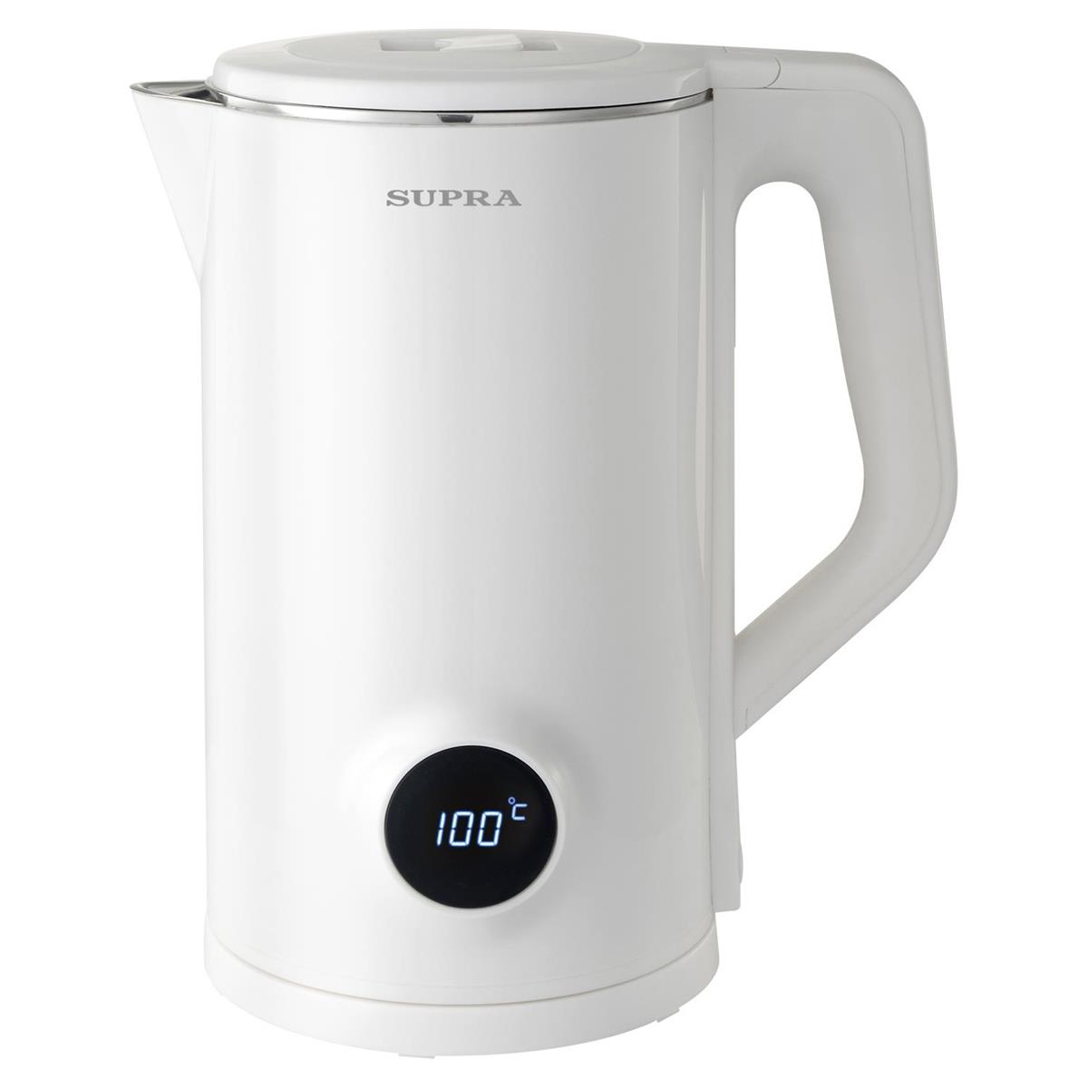 Изображение Электрический чайник Supra KES-1884DP (2200 Вт/1,8 л /пластик, нержавеющая сталь/белый)