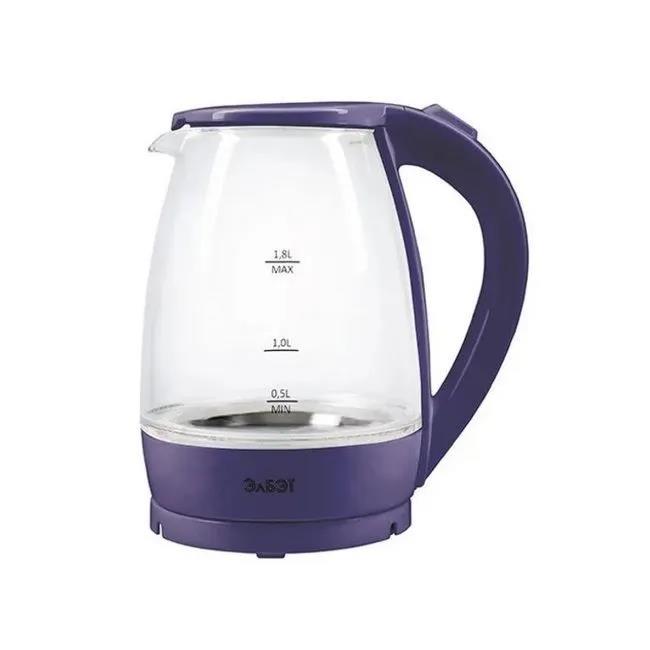 Изображение Электрический чайник ЭлБэт EK 1,8-01G (1850 Вт/1,8 л /стекло, пластик/прозрачный, фиолетовый)