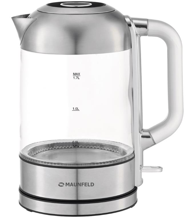 Изображение Электрический чайник MAUNFELD MGK6709S (2200 Вт/1,7 л /стекло/прозрачный, нержавеющая сталь)