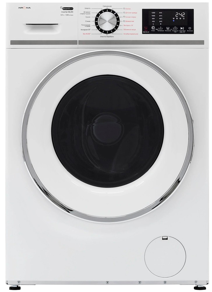 Изображение Стиральная машина Krona ITTER OPTI WHITE 1200 8/4K WDM, белый (фронтальная, 8 кг, 1400 об/мин )