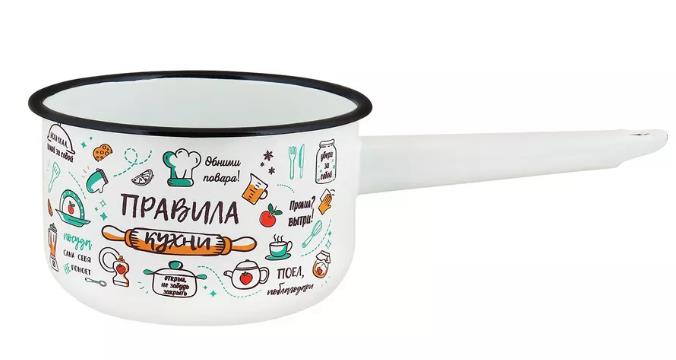 Изображение Ковш Appetite 1с42с Правила кухни эмал цил без/кр (1,5 л )