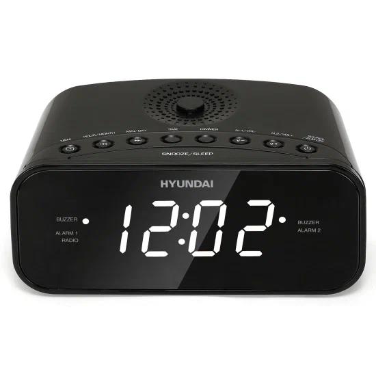 Изображение Радиоприемник Hyundai H-RCL221  LCD подсв:белый часы:цифровые FM черный