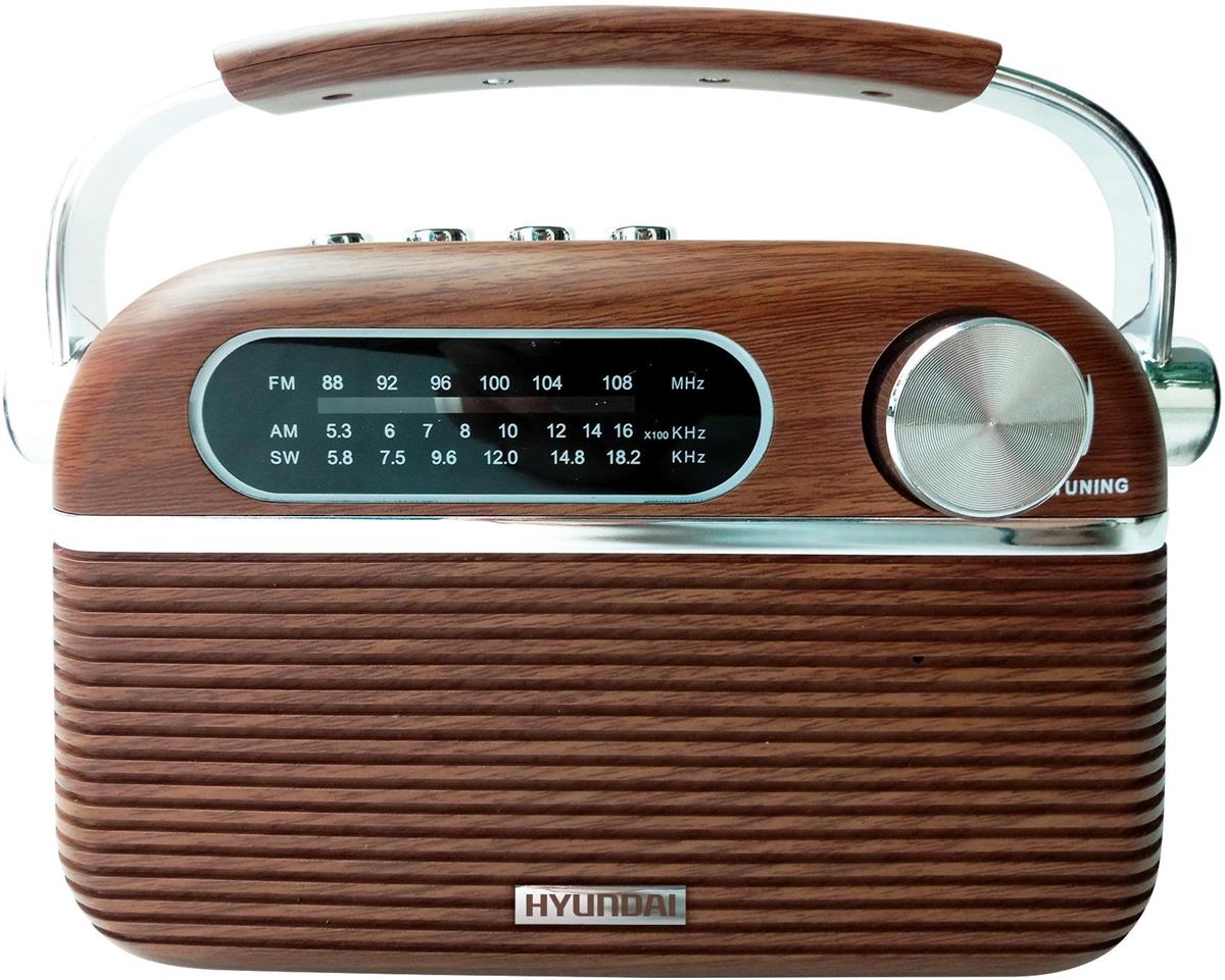 Изображение Радиоприемник Hyundai H-PSR200 USB microSD серебристый, дерево