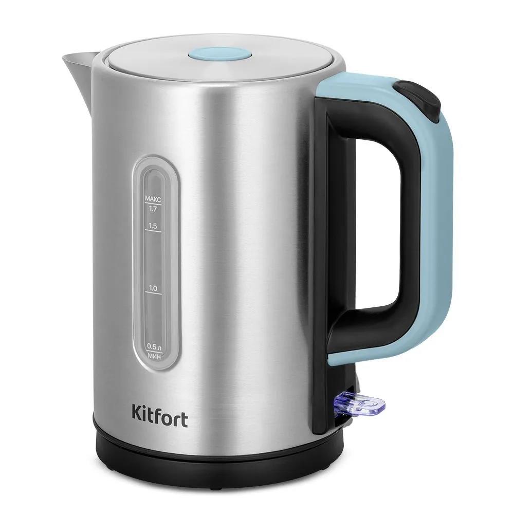 Изображение Электрический чайник Kitfort КТ-8703 (2200 Вт/1,7 л /пластик, нержавеющая сталь/сталь, черный)